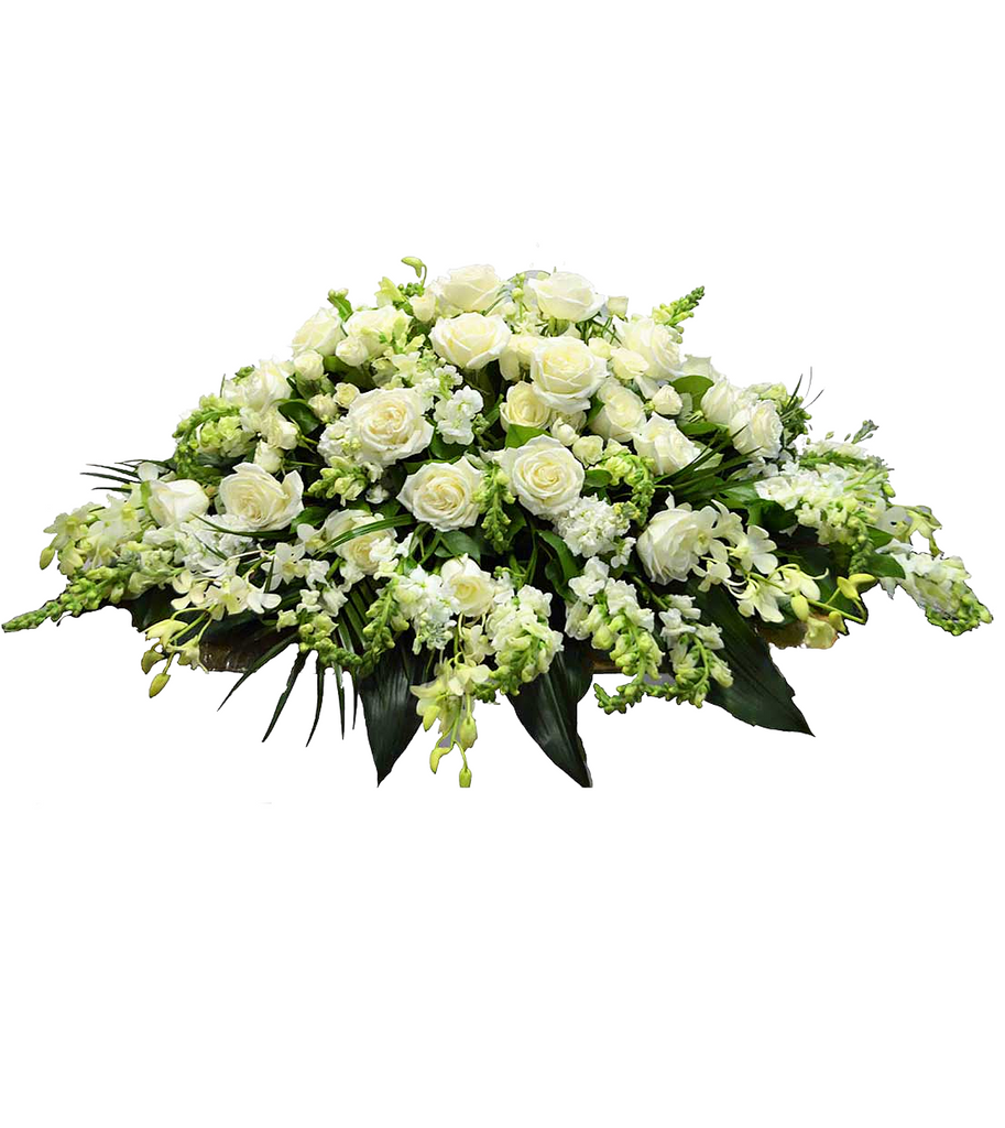 002 Casket Spray Eternal White Blooms